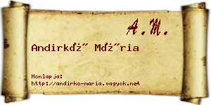 Andirkó Mária névjegykártya